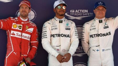 Hamilton takes pole, Vettel Second, BOttas third, Kimi Fourth.