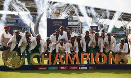 Pakistan win the champions trophy by thrashing India