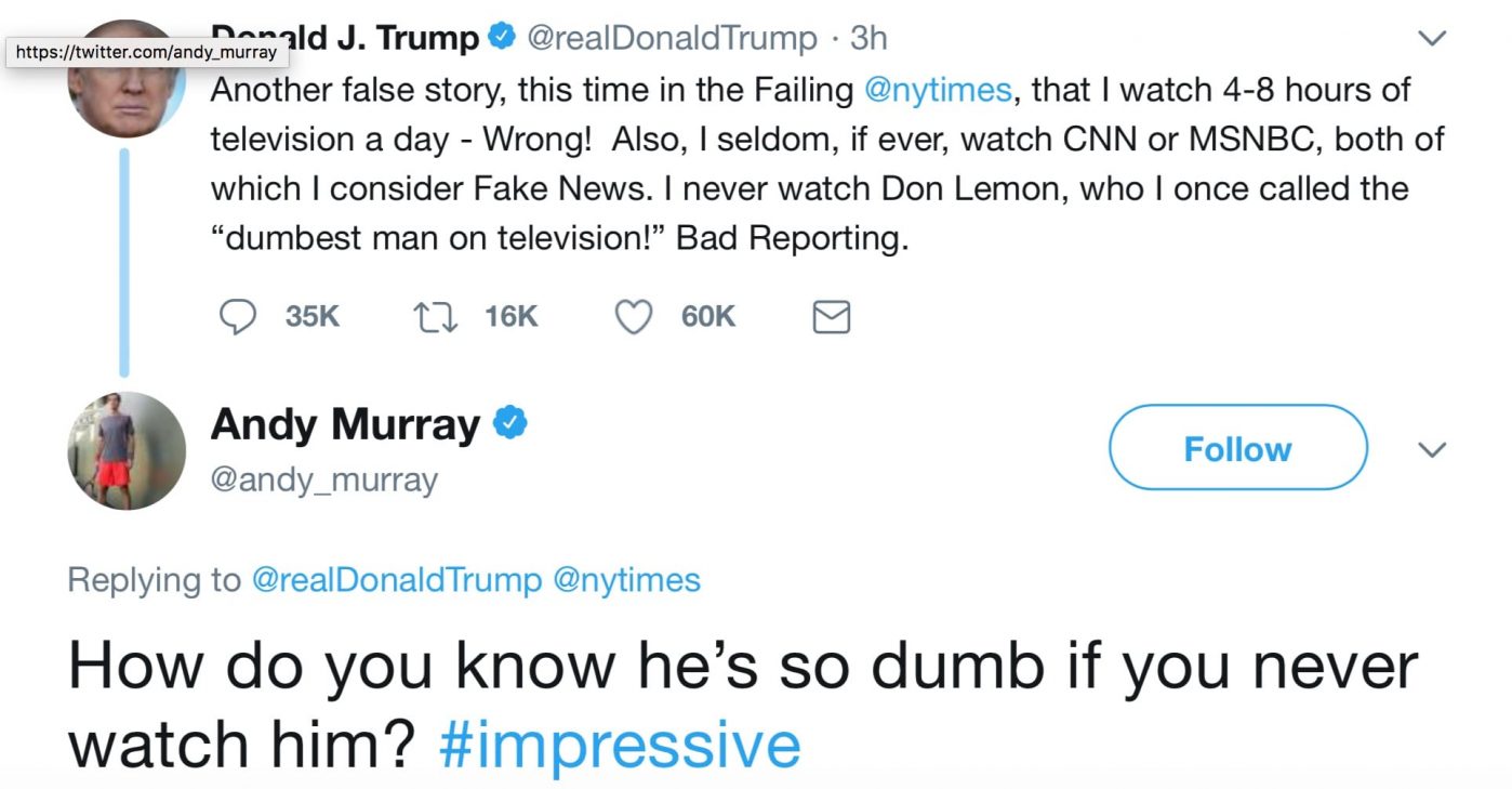 Murray v Trump - The US is an OPEN republic - Andy Murray quizzes Donald Trump