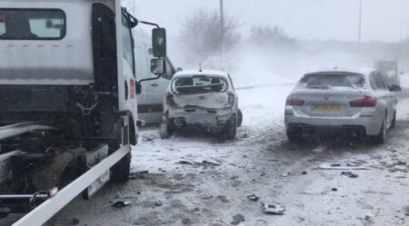 Massive pile up on M66 closes motorway - 20 injured
