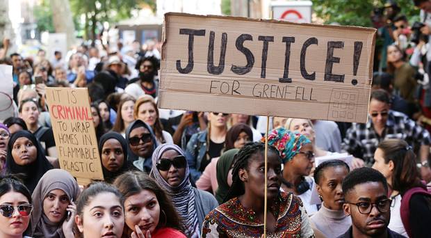 Hundreds of Grenfell Tower protesters have staged an impromptu march on Whitehall, angry with the response from the Government