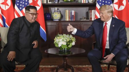 president Trump and Kim Jong Un meeting at the Capella resort on Sentosa Island in Singapore on Tuesday