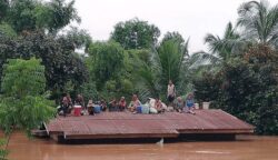 Xe Pian Xe Nam Noy dam collapsed in a village near Attapeu province in Laos, on Tuesday.