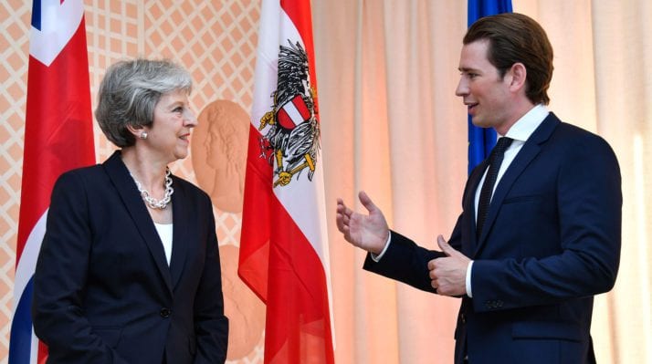 heresa May visit Austria welcomed by Austrian Leader Sebastian Kurz