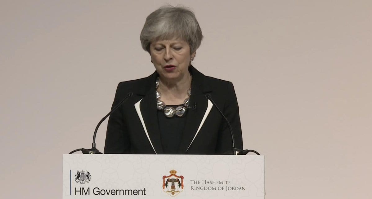 PM Theresa May At the Growth and Opportunity conference with the King of Jordan