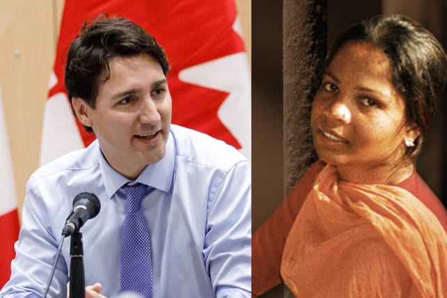 Pictured -Justin Trudeau - PM of Canada and Asia Bibi who landed safely in Canada last week
