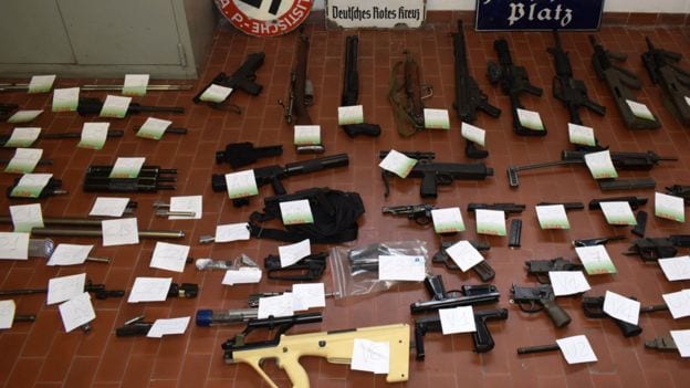 Italian police have seized a large cache of deadly weapons, including an air-to-air missile, in raids on neo-Nazi sympathisers.