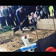 Image of toddler placing earth on dad’s grave released in a bid to cut knife crime 
