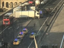 Breaking News: Video at London Bridge Shots fired – A group of men standoff with the Met Police