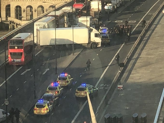 London Bridge has been cleared and sealed off after shots were heard in the area.