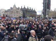 crowds gather in london for julian assange