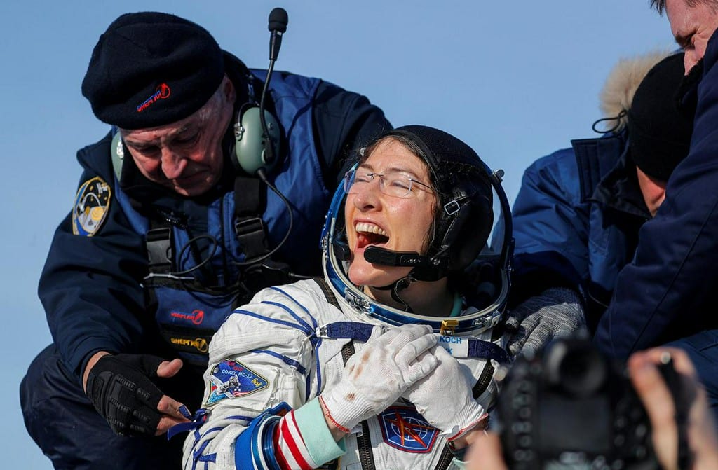 record mission for noch as she returns to earth