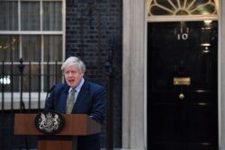 PM Boris Johnson addressing the nation at 1715 following the announcement that all schools will close until further notice
