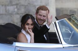 Royal Family - Harry and Meghan the couple leaving an event symbolic of the wya they left the royal family.
