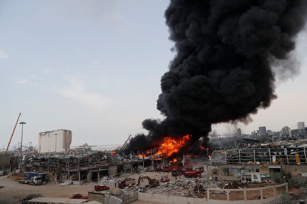 Beirut port on fire again