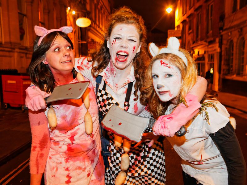 Brits dress up for Halloween in traditional Halloween costumes