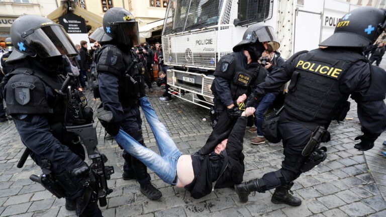 Protest against Covid-19 rules in Prague escalates into clashes with police
