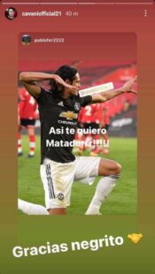 Man Utd superstar Edison Cavani shares an Instagram post using racial language 