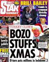 The Star on Sunday leads with the headline 'Bozo Stuffs Xmas'