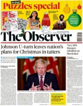 The Sunday Papers - The Observer leads with 'Johnsons U turn leaves nations plans for Christmas in tatters'