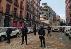 A Huge explosion in Madrid of unknown origin has partially destroyed a six-floor-tall building flanked by a school and a nursing home in the center of Spain's capital, Madrid.