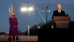US President-elect Joe Biden arrives in Washington DC for the 2021 inauguration event at the Lincoln Memorial in Washington