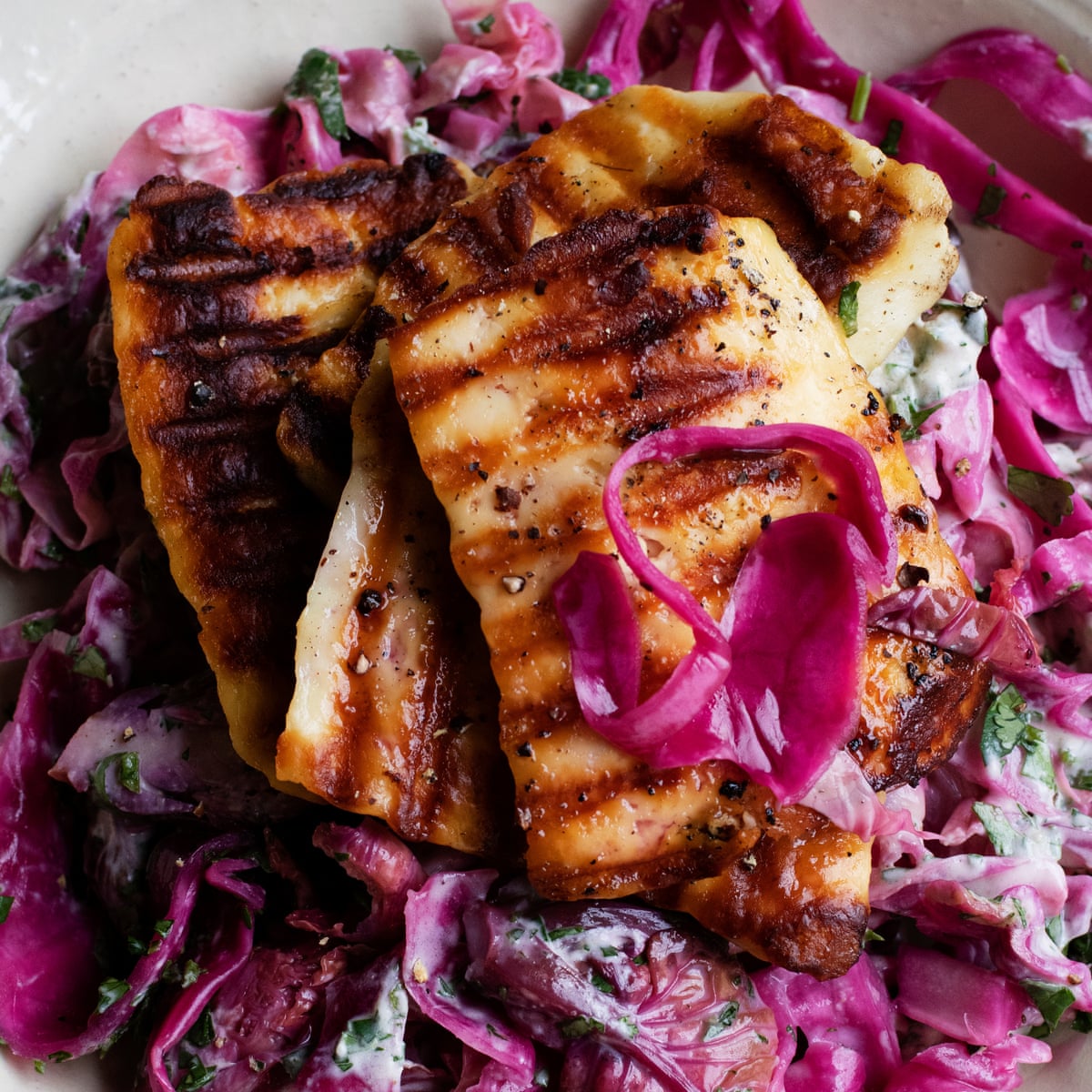 Nigel Slater’s recipe for halloumi with pickled slaw