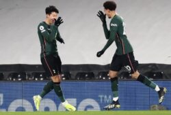 Dele Alli and Heung-Min Son celebrate Tottenham's only goal of their Premier League fixture against Fulham