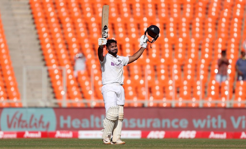 Rishabh Pant celebrates his century for India against England in day 2 of the fourth test