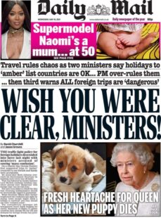 The Daily Mail’s front page says “contradictory messages” on holidays