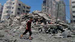 Israel’s barrage of air strikes Gaza resume, toppling buildings