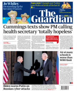 The Guardian – Cummings texts show PM calling Matt Hancock ‘totally hopeless’