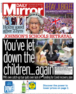 The Daily Mirror – Boris Johnson fails the children again 