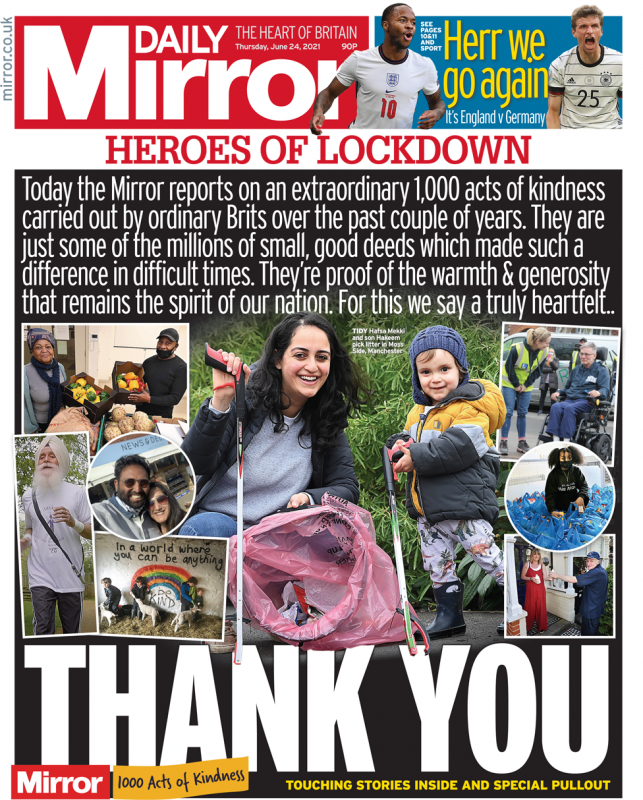 The Daily Mirror - 1,000 acts of kindness over pandemic