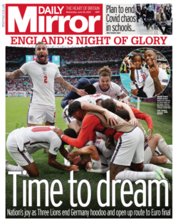 The Daily Mirror – Euro 2020: England’s night of glory
