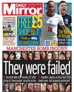 The Daily Mirror – Manchester Bomb Inquiry: They were failed
