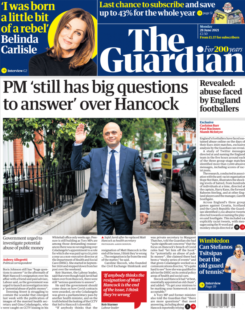 The Guardian – PM ‘still has big questions to answer over Hancock’