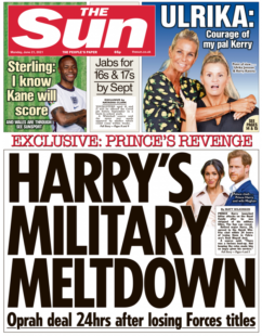 The Sun – Harry’s military meltdown