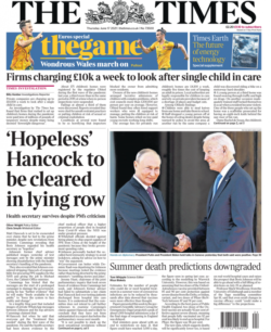 The Times – Hopeless Hancock to be cleared in lying row