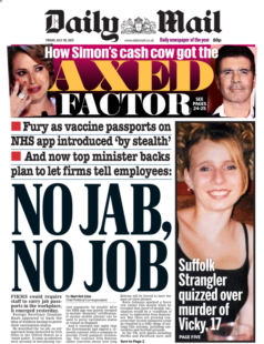 Daily Mail – ‘No jab no job’