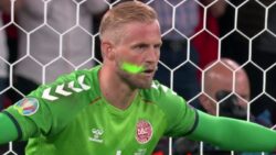England fans shine laser pen in Kasper Schmeichel’s eyes during penalty
