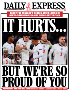 Daily Express –  Euro 2020 ‘we’re so proud of you’