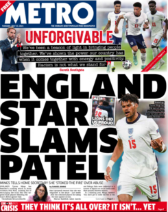 The Metro – England star slams Patel