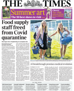 The Times – ‘Food supply staff freed from quarantine’