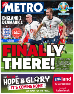 The Metro – 3 Lions epic showdown with Italy