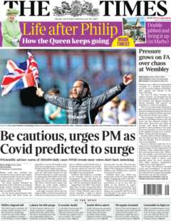 The Times – Be cautious urges PM as Covid set to surge