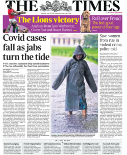The Times – ‘Covid cases fall as jabs turn tide’