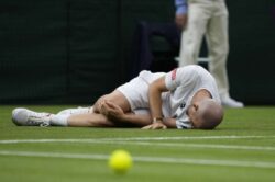 Andy Murray and more stars slip up at wet Wimbledon