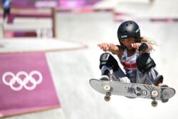 Sky Brown, 13, becomes Britain’s youngest Olympic medallist with skateboard bronze