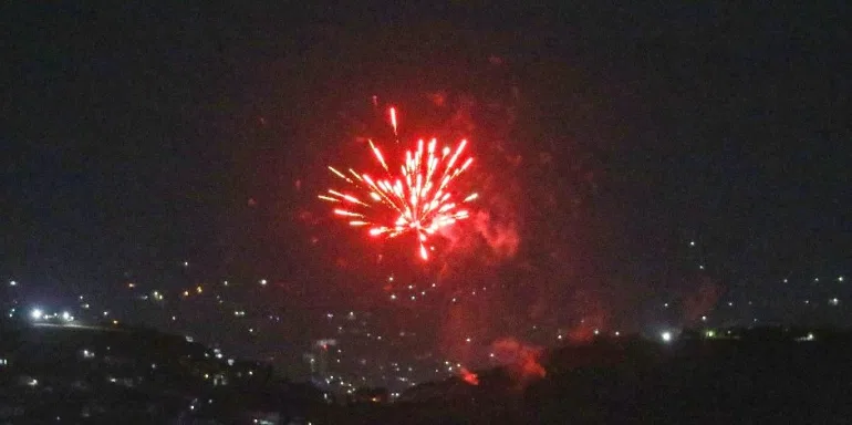 Celebratory gunfire and fireworks light up part of the night sky in Kabul after the last US aircraft took off from the Hamid Karzai airport early on Tuesday